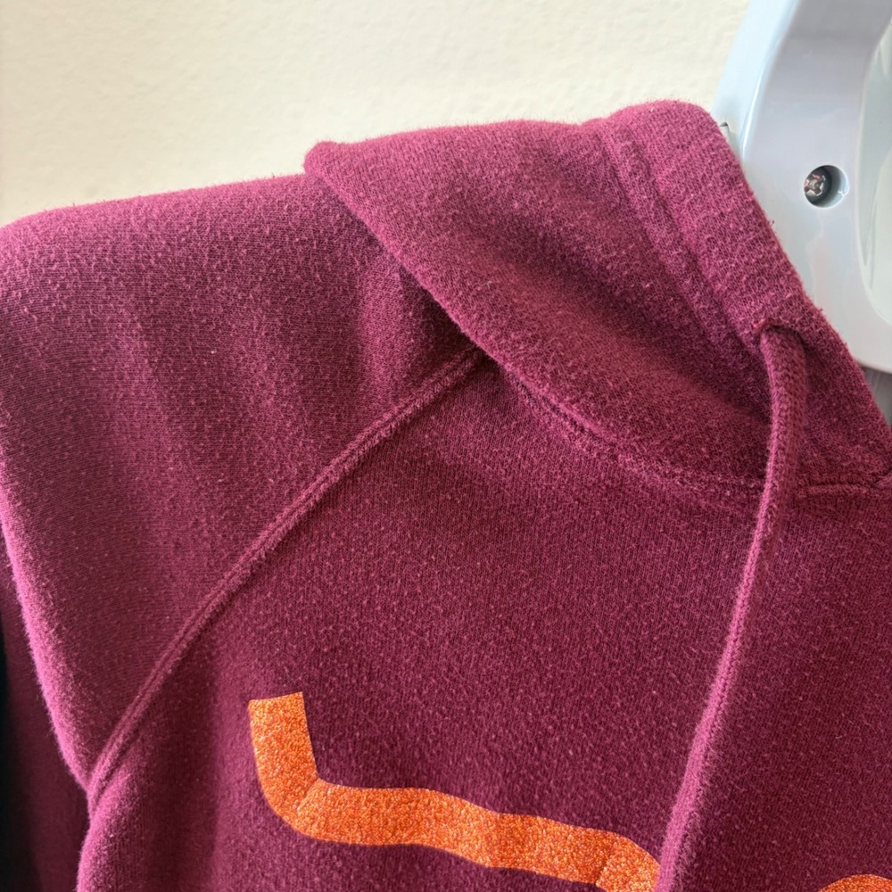 Kimes Ranch Hoodie Women Size Medium Burgundy Orange Glitter Logo Pullover - Picture 4 of 6